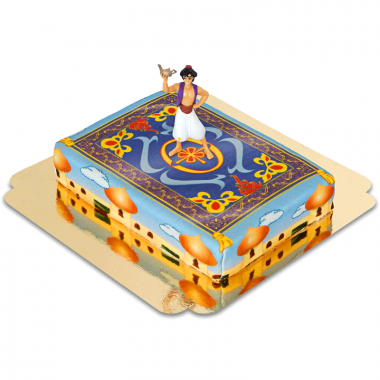 Aladdin auf Teppich über Agrabah-Torte