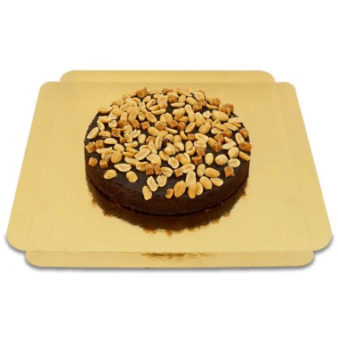 Brownie-Torte mit Erdnuss-Karamell-Deko