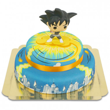 Goku Black auf 2-stöckiger Nimbus über Stadt-Torte