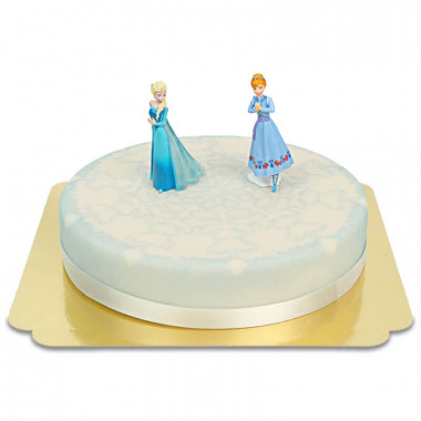 Anna und Elsa von die Eiskönigin® auf Schneeflocken-Torte 