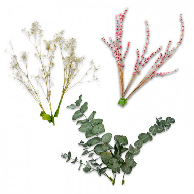Trockenblumen Deko-Set - Eukalyptus, Schleierkraut und Lavendel pink