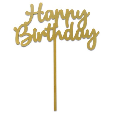 Cake-Topper Happy Birthday Gold