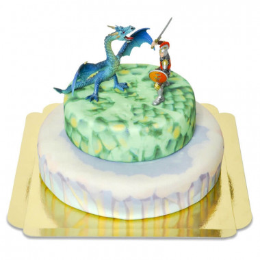 Zweistöckige Fantasy-Torte mit Drachenfigur