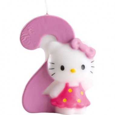 Hello Kitty Tortenkerze mit Zahl 2