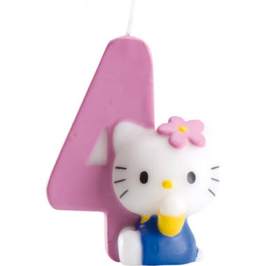 Hello Kitty Tortenkerze mit Zahl 4