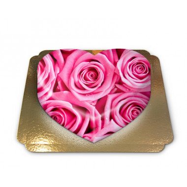 Pinke Rosen-Torte in Herzform
