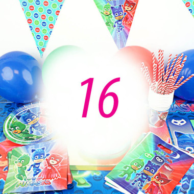 PJ Masks-Partyset für 16 Personen - ohne Torte