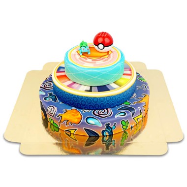 Pokémon®-Figur auf 3-stöckiger Orden-Torte