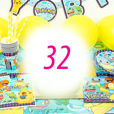 Pokemon Partyset für 32 Personen - ohne Torte