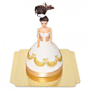 Puppenprinzessin-Torte mit goldenem Kleid 