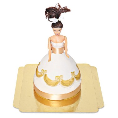 Puppenprinzessin-Torte mit goldenem Kleid 