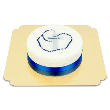 Rosenkranz Kommunion-Torte blau