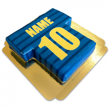 Fußballtrikot-Torte, blau mit gold
