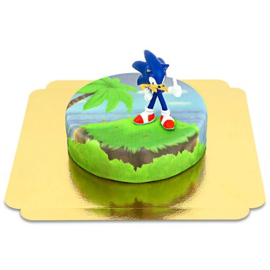 Sonic Figur auf Insel-Torte