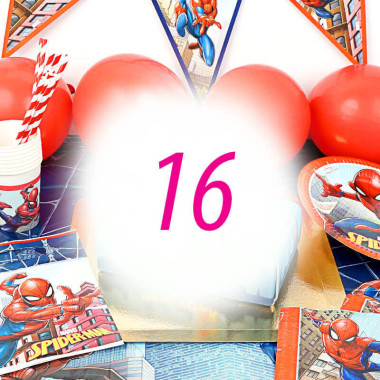 Spiderman Partyset für 16 Personen - ohne Torte