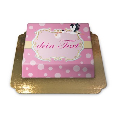 Storch mit Baby Torte, Pink