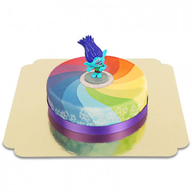 Trolls auf Regenbogen-Torte