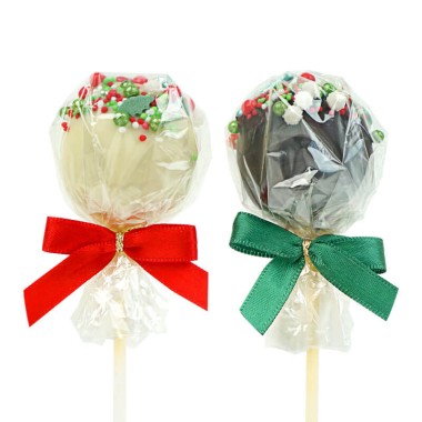 Weihnachts-Cake-Pops mit rot-grünen Streuseln (12 Stück)