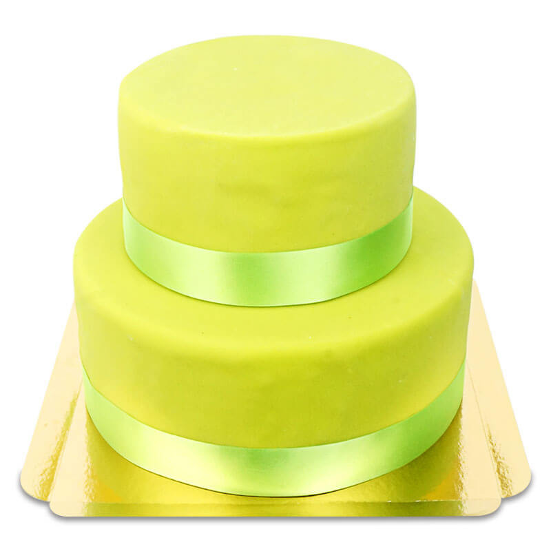 2-stöckige grüne Deluxe Torte mit Tortenband