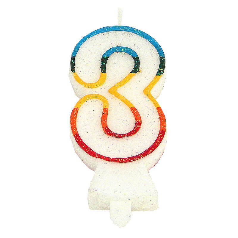 Bunte Zahlen-Kerze 3, ca.7,5 cm