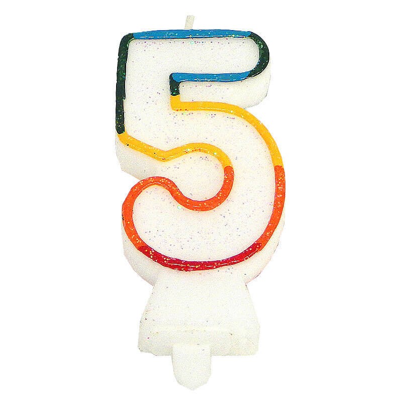 Bunte Zahlen-Kerze 5, ca.7,5 cm