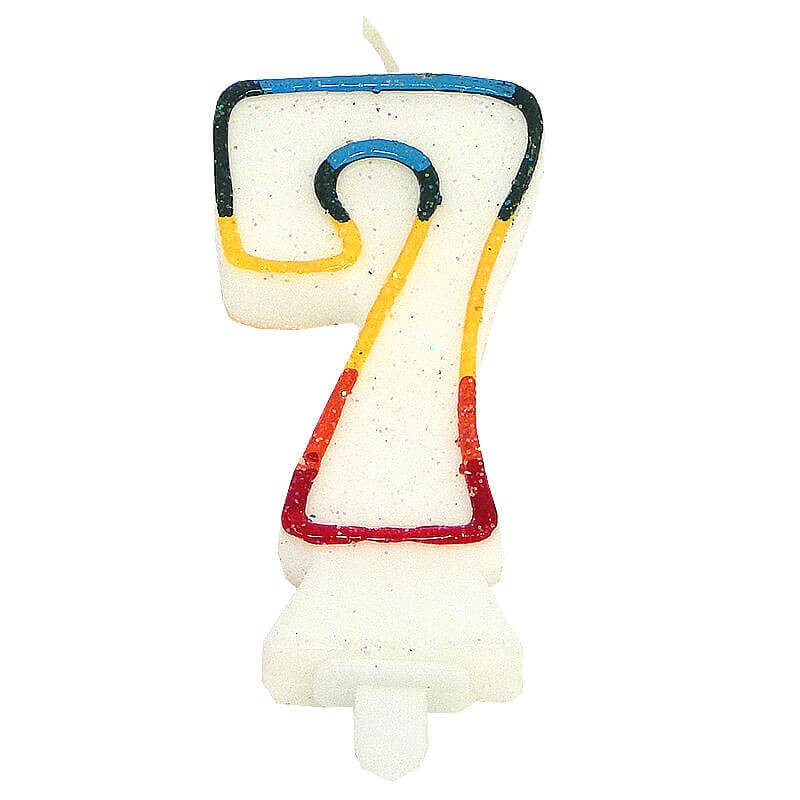 Bunte Zahlen-Kerze 7, ca.7,5 cm