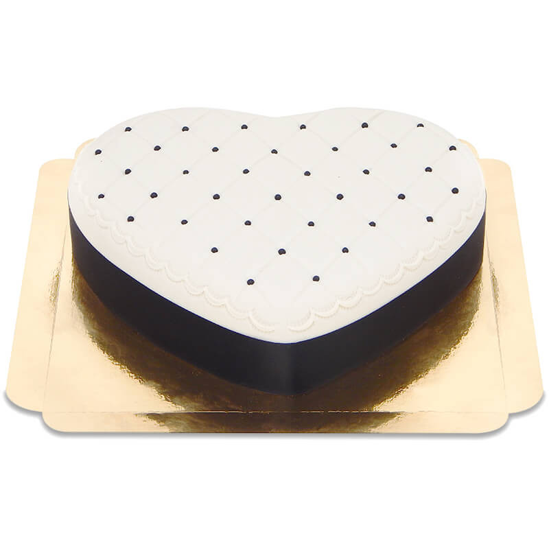 Tort walentynkowy Delux w kształcie serca czarno-biały