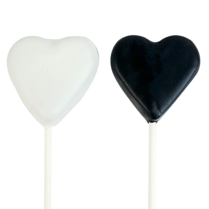 Herzförmige Cake-Pops mit heller und dunkler Schokolade (12 Stück)