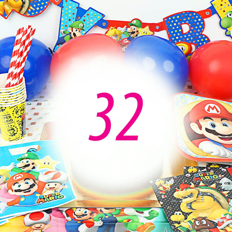 Super Mario Partyset für 32 Personen - ohne Torte