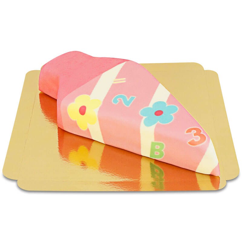Schultüten-Torte mit Katze in Pink