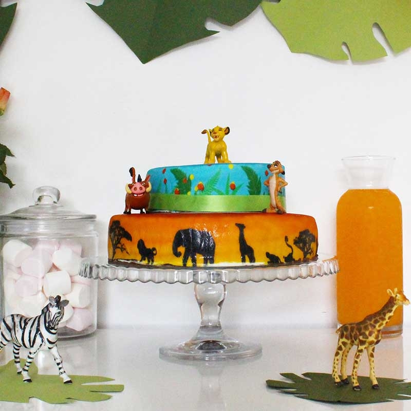 Simba, Timon & Pumba auf 2-stöckiger Savannen-Torte