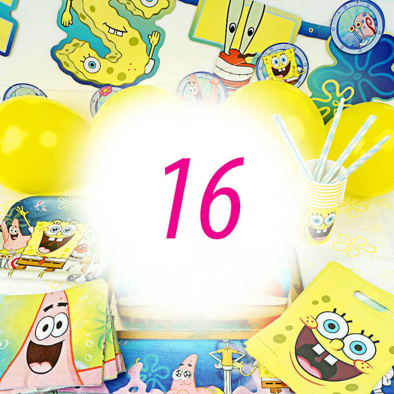 Spongebob Partyset für 16 Personen - ohne Torte