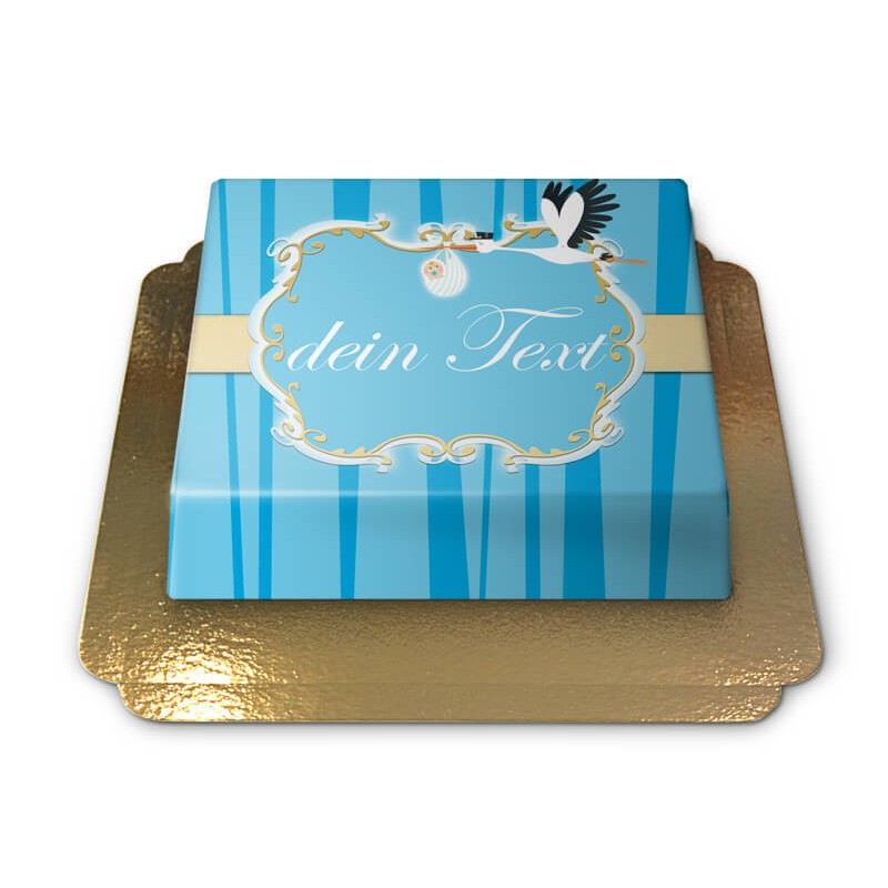 Storch mit Baby Torte, Blau