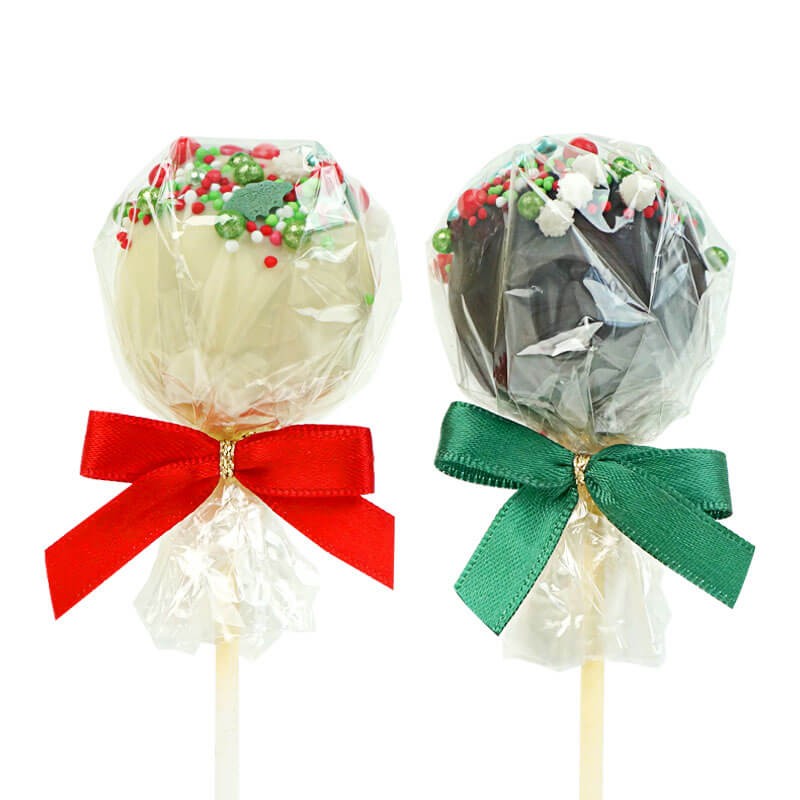 Weihnachts-Cake-Pops mit rot-grünen Streuseln