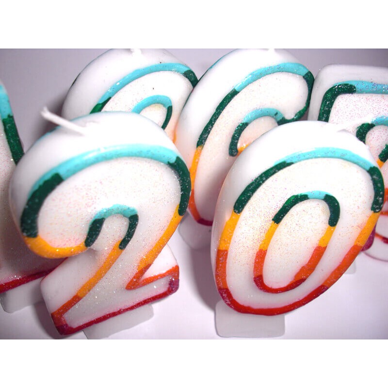 Bunte Zahlen-Kerze 2, ca.7,5 cm