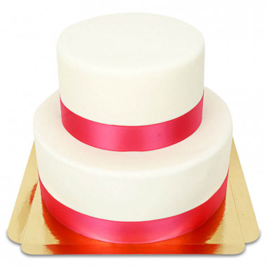 2-stöckige weiße Deluxe Torte mit Tortenband