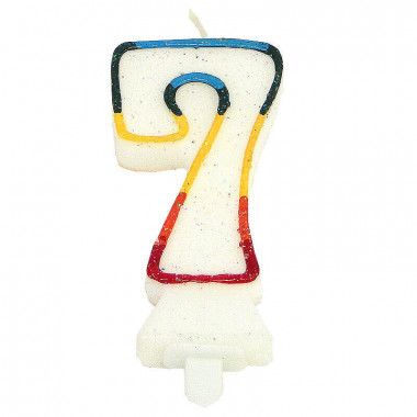 Bunte Zahlen-Kerze 7, ca.7,5 cm 