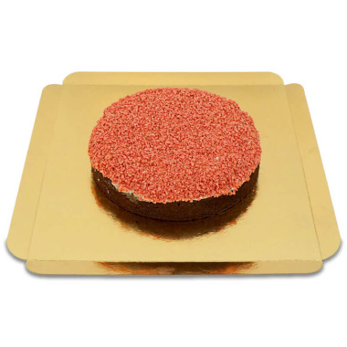Brownie-Torte mit Erdbeercrisp-Deko
