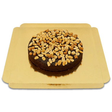 Brownie-Torte mit Erdnuss-Karamell-Deko