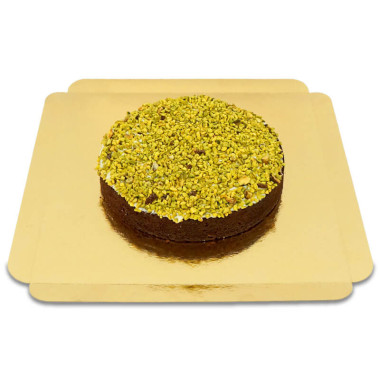 Brownie-Torte mit Pistazien-Deko