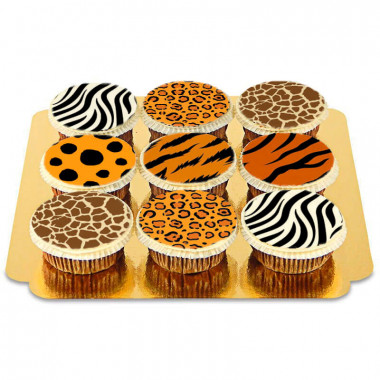 Tiermuster-Cupcakes, 9 Stück
