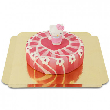Hello Kitty auf rosa Herzen-Torte