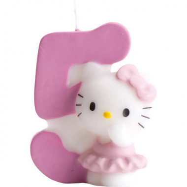 Hello Kitty Tortenkerze mit Zahl 5