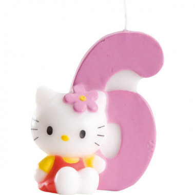 Hello Kitty Tortenkerze mit Zahl 6