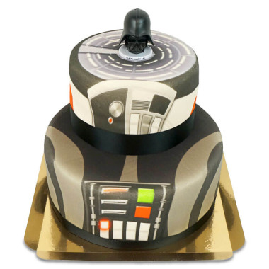 Darth Vader auf zweistöckiger Raumstation-Torte