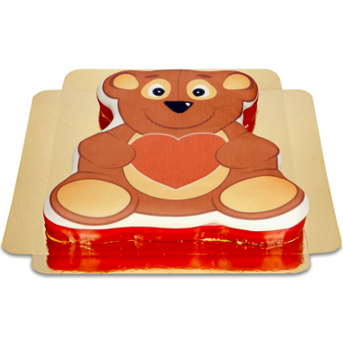 Teddybären-Form Torte mit Herz