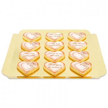 Valentinstags-Kekse mit Liebesbotschaft - Rot (12 Stück)