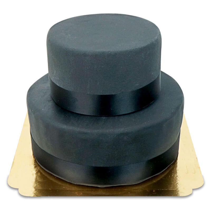2-stöckige schwarze Deluxe Torte mit Tortenband