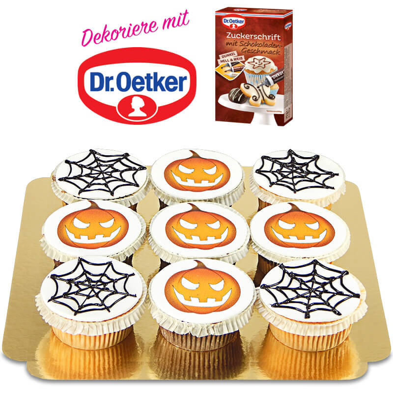 Dr. Oetker Halloween-Cupcakes mit Dr. Oetker Dekoren
