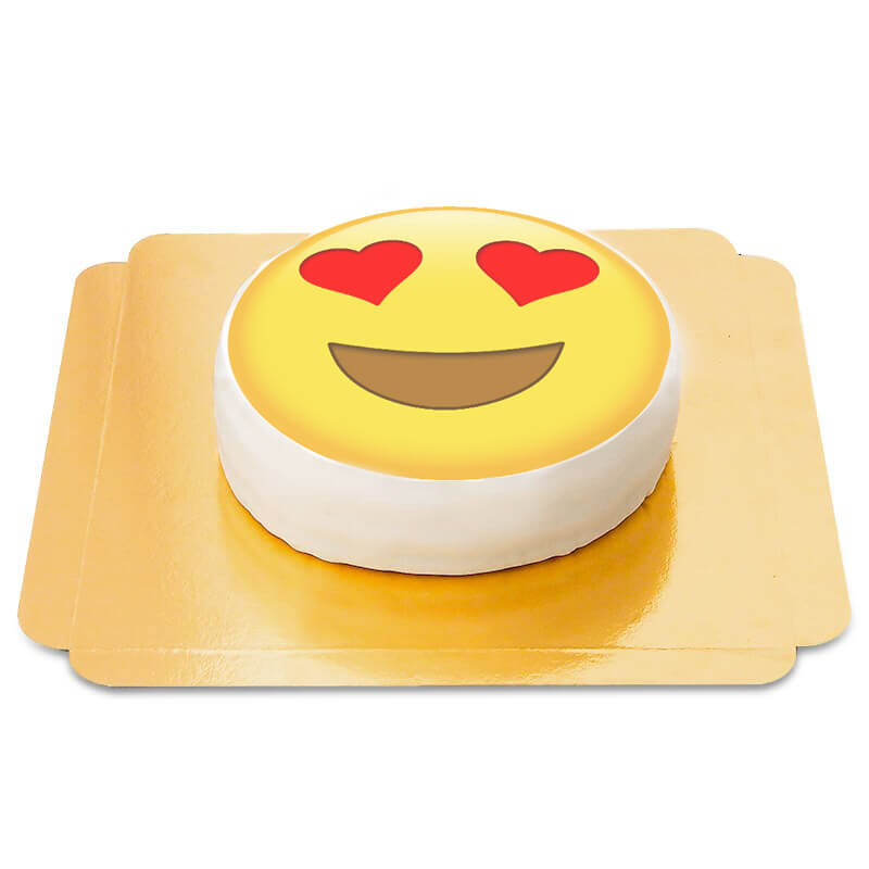 Tort z zakochaną emotikoną